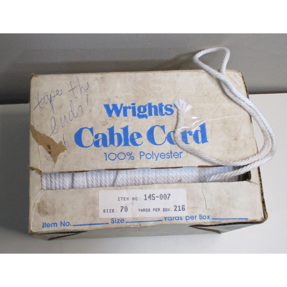 Wrights Cable Cord 100% Polyester White Size 70 5/32 Inch 216 Yards 145-007